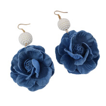 Blaue Blumen-Ohrringe, Denim-Ohrringe, übertriebene-A
