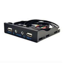 2 Port USB 2.0 HUB Splitter 3,5 Tum Floppy Bay HD Audio 3,5 mm Hörlursuttag Frontpanel Rack för Dator PC Svart