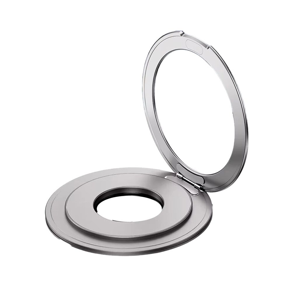 360 Rotation Metal Strong Magnetic Suction Rotating Folding Ring Phone Holder Universal Tablet Desktop Stand Silver 4711607461106