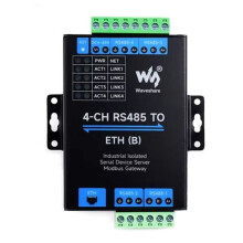 Waveshare Convertitore Ethernet RS485 A ETH Isolato Industriale 4 Canali, Supporta Modbus/MQTT/JSON, Design Industriale su Guida DIN
