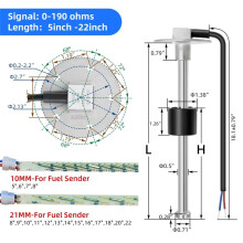0-190 Ohms Fuel Level Sensor/Water Level A5 Sensor for Auto Car Boat Water Tank Level Indicator Fuel Level Gauge 150mm
