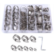 Stainless Steel Hose Clamps Set,8-44mm Adjustable Water Pipe Clamps,Trachea Fixed Ring Clamps for Plumbing, Automotive