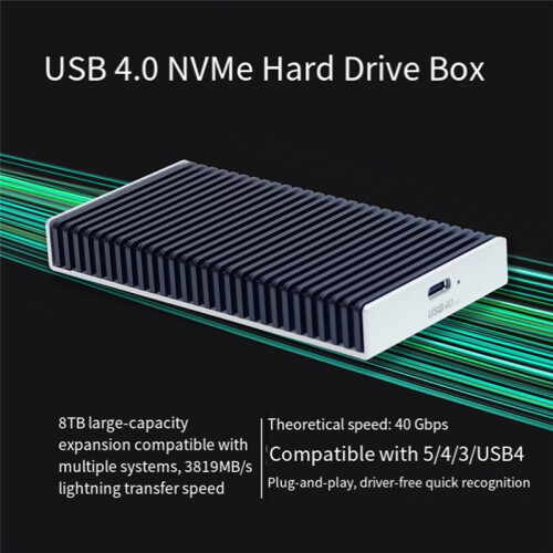 Compatible for USB4/ to PCIe Gen4 X4 NVMe 40Gbps SSD Enclosure for Windows MacOS Linux Operating System 2