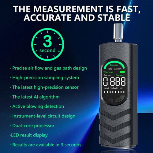 Portable Alcohol Tests Professional High Sensitivity Breathalyzer Alcohol Test Digital Breath Alcohol Tester 2