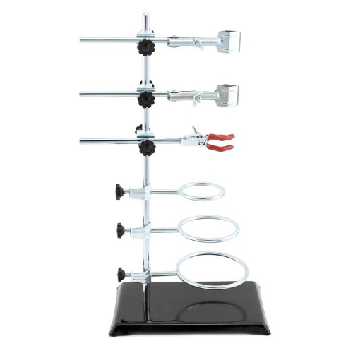 Laboratory Grade Metalware Set, Lab Support Stand Set with Iron Clamp Holder, Flask Clamp, and Condenser Stand 1