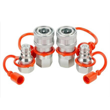 2sets Hydraulic Quick Connect Coupler NPT1/4 Hydraulic Quick Connect Coupler Fittings with Dust Cap Couplers