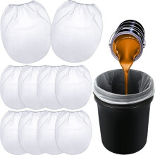 10-Pack Fine Mesh Strainer Bags-Fits 5 Gallon Buckets with Stretchable Drawstring, Nylon Filter for Liquids & Garden Use