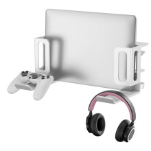 Supporto Verticale per Laptop, Supporto per Laptop Laterale da Scrivania Senza Foratura, Supporto Regolabile per Laptop, Morsetto da Scrivania, Bianco