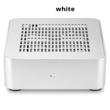 -HTPC-Gehäuse, -ITX-Gehäuse, Aluminiumgehäuse, Computer-Gaming-PC-Desktop-Gehäuse mit 8-Poligem Netzteil, Weiß