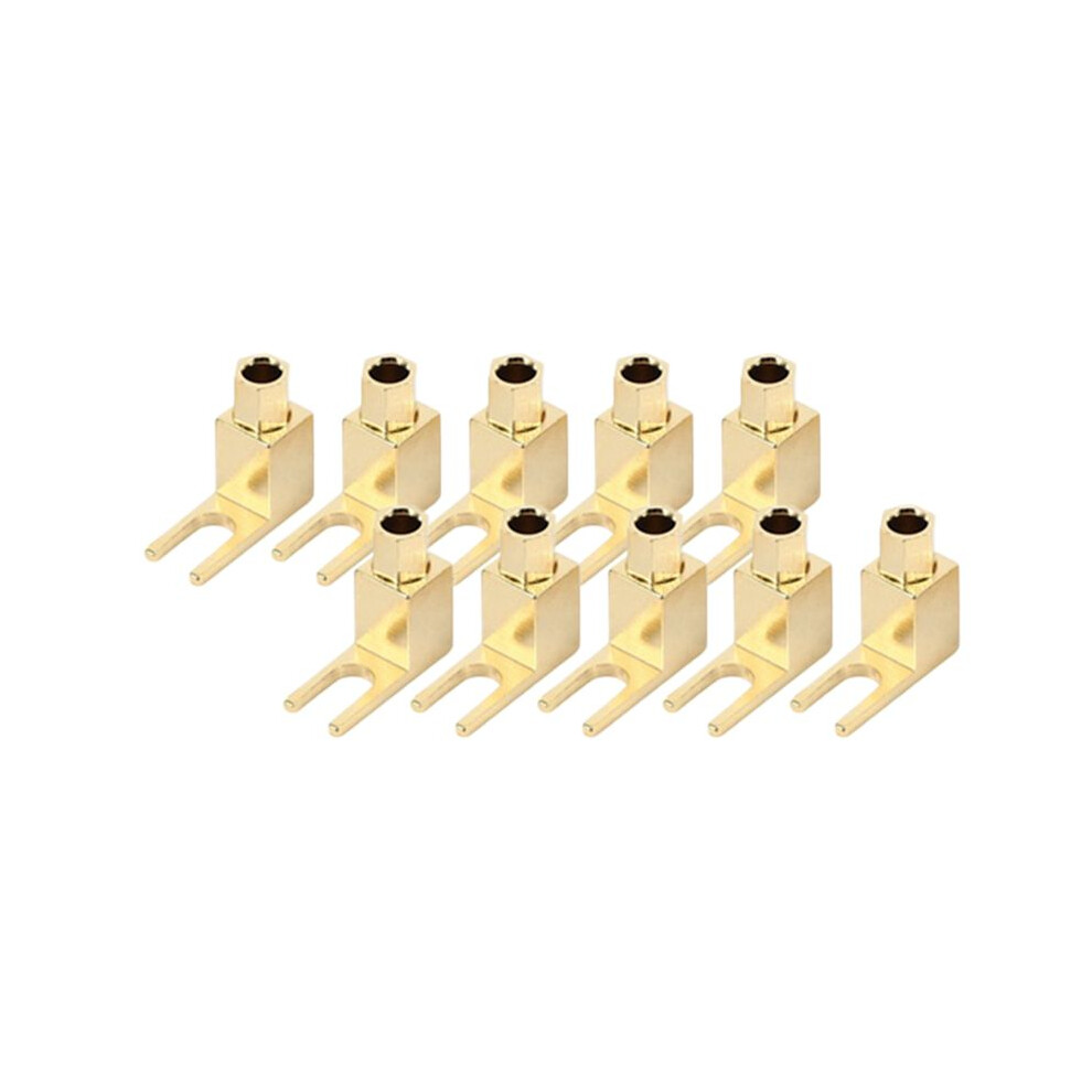 10Pcs Banana Connectors Gold Plated Speaker Audio Amplifier Connector Banana Plug Converted To Y Plug U-Shaped Plug 4713277694068