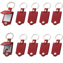 10 Pcs Sublimation Keychain Blanks Bulk, PU Leather Key Chains Heat Transfer-Press Key Rings for DIY Photo & Text Red