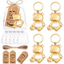 50er-Pack Bären-Flaschenöffner-Schlüsselanhänger, Gastgeschenke für Babypartys, Bären-Flaschenöffner mit Organza-Beuteln und Anhängern