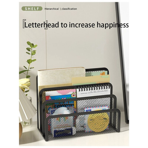 Desk Mail Organizer Small File Holders Letter Organizer Metal Mesh Document/Filing/Folders/Paper Organizer for Desktop A 1