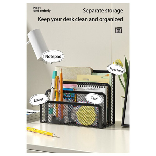 Desk Mail Organizer Small File Holders Letter Organizer Metal Mesh Document/Filing/Folders/Paper Organizer for Desktop A 2