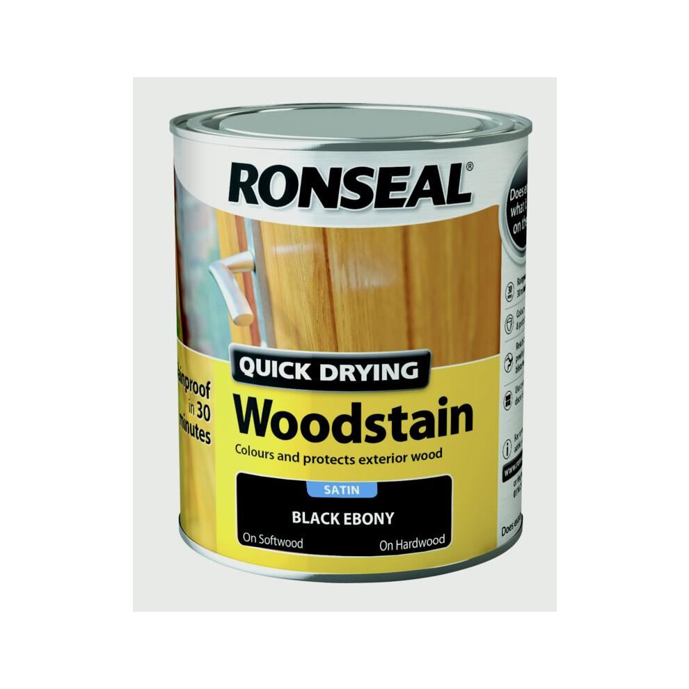 Ronseal 36952 Woodstain Quick Dry Satin Ebony 750ml