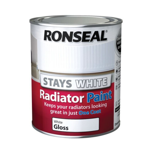 Ronseal Ronseal One Coat Stays White Radiator Paint Gloss 750ml