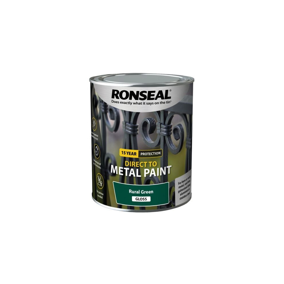 Ronseal Direct To Metal Paint Rural Gloss 750Ml 39202 Green