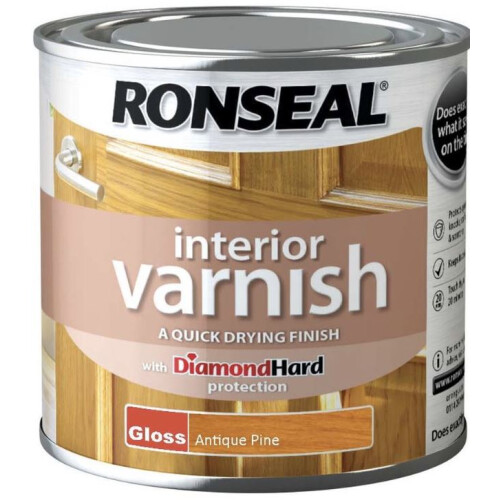 Ronseal Ronseal RSLINGAP250 250ml Quick Dry Gloss Interior Varnish - Antique Pine 1