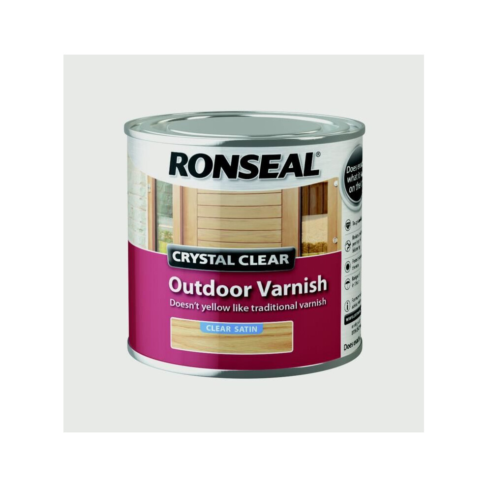 Ronseal CCODVS250 250 ml Crystal Outdoor Satin Finish Varnish - clear