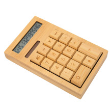 Calcolatore solare in legno con batteria, 18 tasti, grande LCD, adatto per ufficio e casa