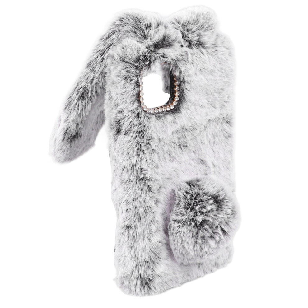 Cute Bunny Ears Plush Iphone 11 Phone Case, Soft Tpu & Plush Gray 9311369388243