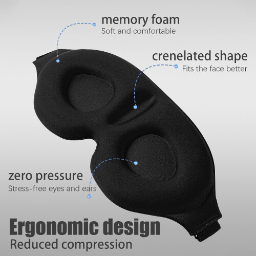 3D-Schlafmaske mit Zubehör Schwarz 1