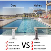 Abrazadera cuadrada para vidrio, acero inoxidable 304, poste de barandilla de vidrio para cerca de piscina, escaleras, balcón, abrazaderas para piso