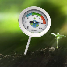 Compostthermometer, nauwkeurige bodemtemperatuurmeter, roestvrijstalen sonde, waterdicht ontwerp, hoogwaardige lens voor een heldere en nauwkeurige