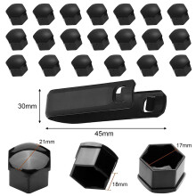 Protección para tuercas de rueda, vinilo de alta calidad, cubiertas universales flexibles de 17 mm para tuercas de rueda de coche, 20 tapas negras