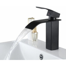 Unieke vierkante badkamerkraan met watervaluitloop, eenvoudig te installeren, roestvrijstalen constructie, geborsteld nikkel.