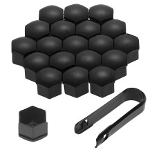 Protección impermeable, tapas de tuerca de rueda de 17 mm a prueba de polvo, 20 tapas protectoras negras para pernos de neumáticos con herramienta
