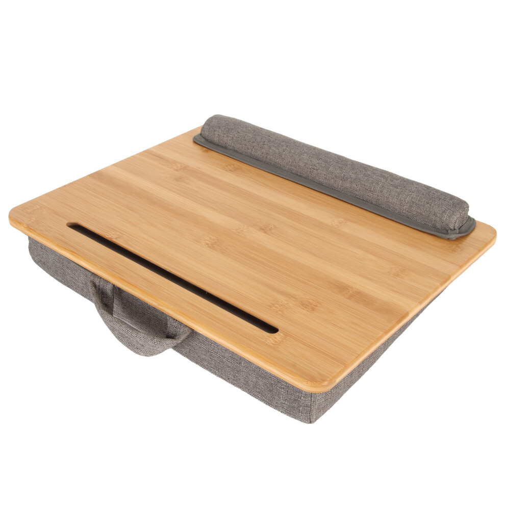 Portable Bamboo Lap Desk With Cushion & Tablet Slot Â 42X34x8cm 4381376127703