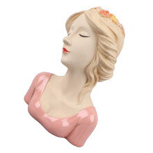 Vaso decorativo in ceramica moderna con faccia timida, rosa, porta piante per amanti delle piante unisex