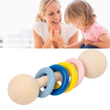 Giocattolo sonaglio in legno per bambini con 4 anelli, regalo per la presa del bambino
