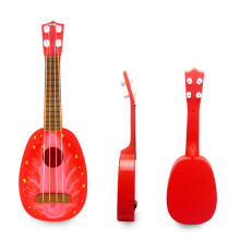 Kinder-Ukulele-Spielzeug mit 4 Saiten, hervorragender Klang, Erdbeer-Farbe