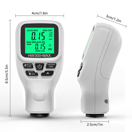 High Precision Digital Thickness Test Tool for Metal Coatings 0-2000um White 1
