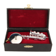 Realistische Miniatur-Posaunen-Figur aus Messing, vergoldet, mit Präsentationsständer – ein elegantes Dekorationsobjekt und das perfekte Geschenk