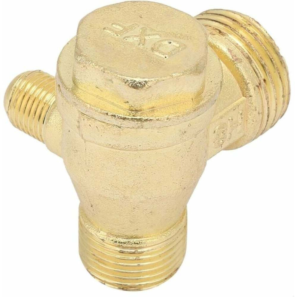 Check Valve For Air Compressor Systems, Brass Air Compressor Check Valve Non-Return Check Valve With Three Male Threaded Ports, Pneumatic Accessory 9169997078049