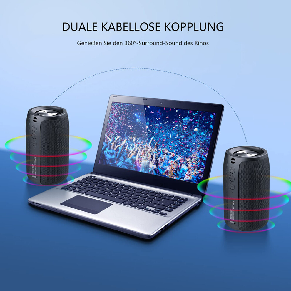 Echosonic True 360Stereo Sound Bluetooth Speaker, Rain Camo, Advanced Bluetooth 5.0 Connectivity For High-Speed Connection And Stable Transmission, 9169997078001