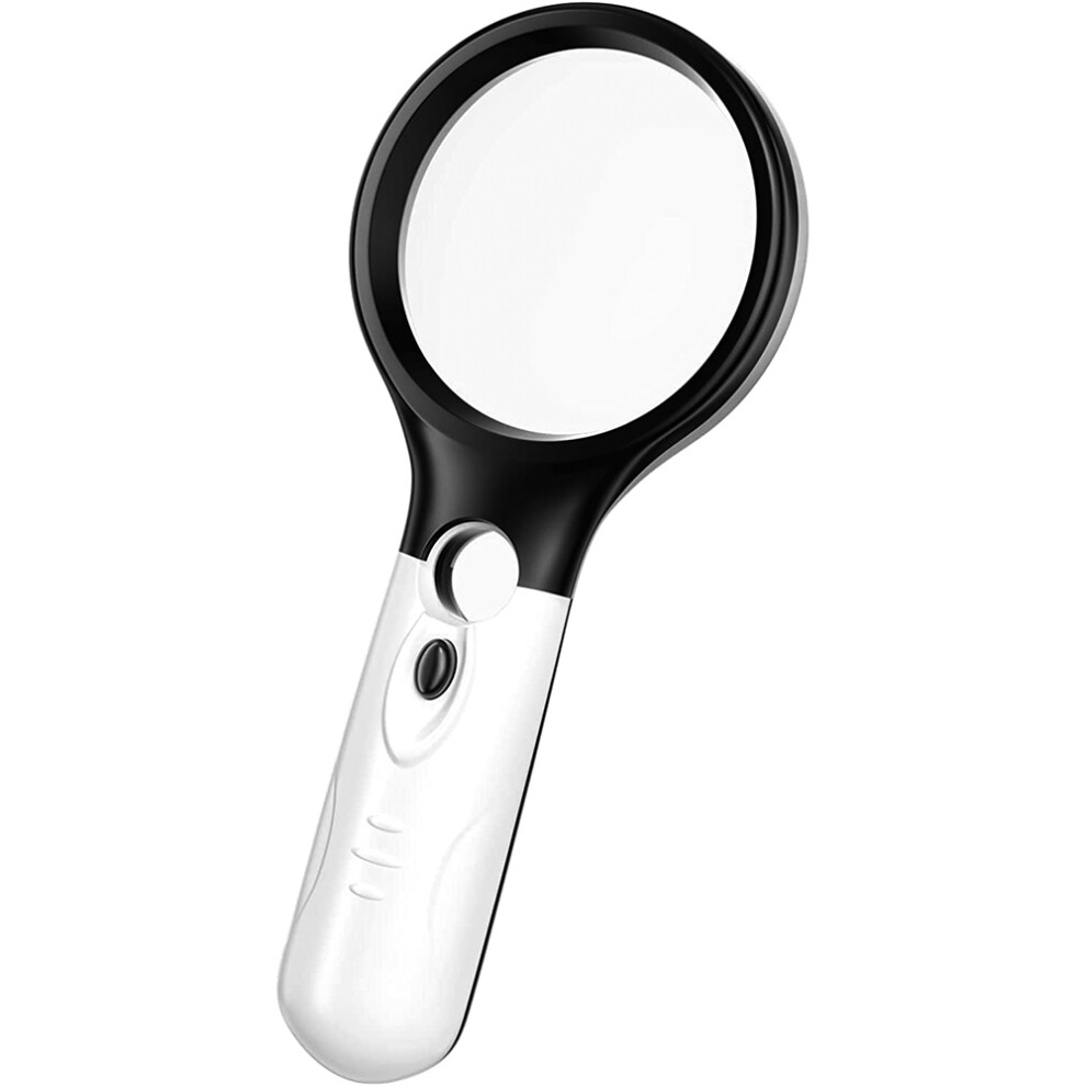 Reading Magnifying Glass, Illuminated Magnifier with Dual Glass Lenses, Ergonomic Handle for Seniors, Independent Lighting Design for Electronics,