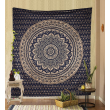Indian Craftsmanship Tapestry For Home Decor, Eco-Friendly Cotton Fabric Wall Hanging With Mandala Design, Multi Functional Bedspread For Dorm Beach