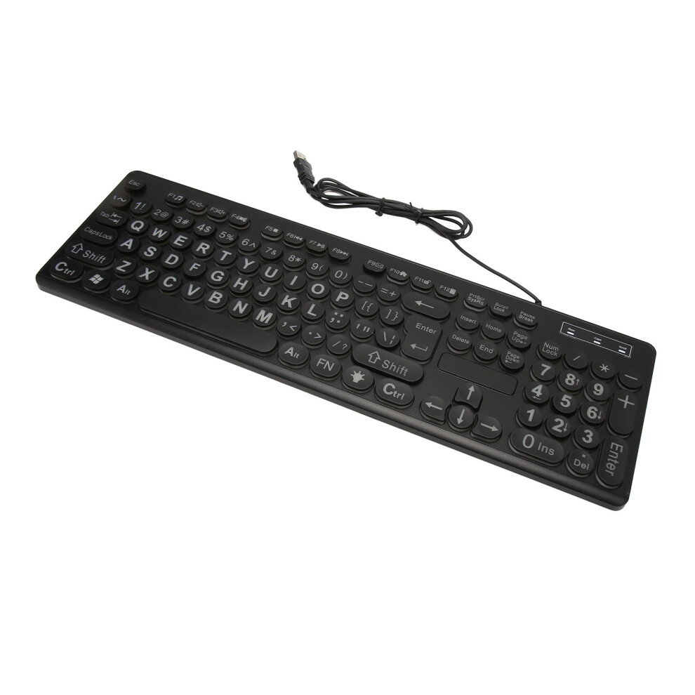 104-Key Backlit Large Print Wired Keyboard For Elderly & Visually Impaired 8061369392191