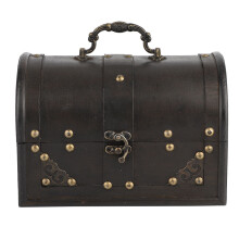 Keepsake Storage Box, Multipurpose Wooden Treasure Chest with Portable Size and Antique Look Finish, Wide Application for Organizing Small Items, Vint