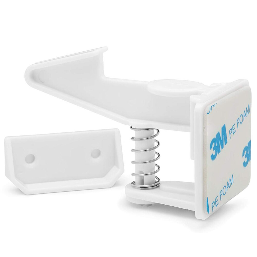 Seamless Child Safety Cabinet Locks, 10 Pack Baby Proofing Invisible Design for All Cabinets and Drawers, Spring Locks No Drilling Required, 3M Adhesi