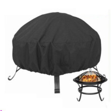 Round Fire Bowl Cover for Outdoor Firepit Table, UV-Resistant Heavy Duty Cover with Double-Stitched Seams, Windproof Dustproof Waterproof All Weather