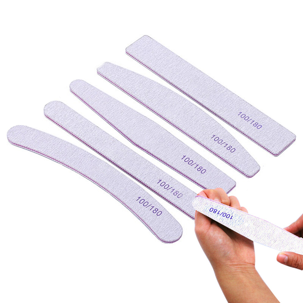 Nail Buffering Files, Enhanced Material Quality, Washable & Reusable, 100 Grit for Acrylic, 180 Grit for Natural Nails, Suitable for Both Salons and