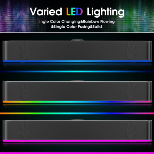 USB Computer Speaker,Wired USB  Computer Sound Bar with RGB Light for PC Laptop Computer Gaming 2