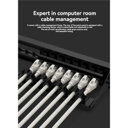 24-Port Cat6 Patch Panel UTP/STP Tool-Free Rack Mount Network Panel with Labels for Structured Cabling 2