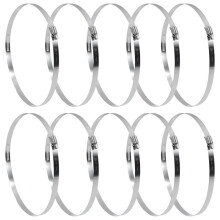 8 Inch Stainless Steel Hose Clamps, Worm Gear Duct Clamps Adjustable 194-216mm - Pack of 10