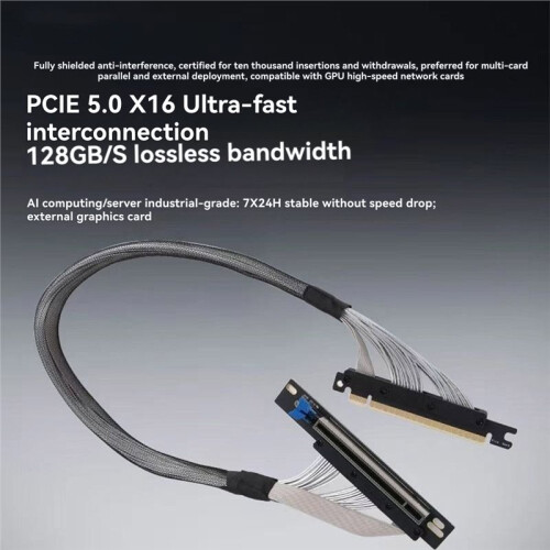 PCIE5.0X16  Card Extension Cable 90 128GB/S for GPU Ai Server  Artificial Intelligence Acquisition Card 1